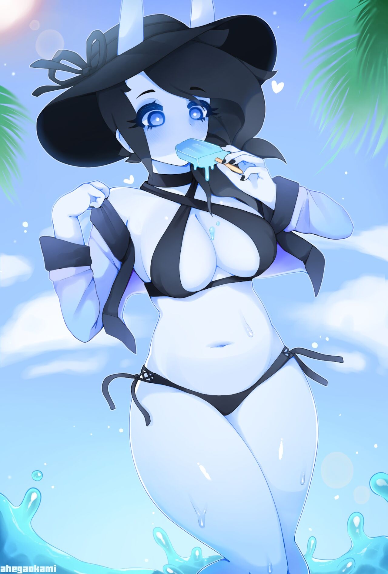 Spooky Having A Wardrobe Malfunction On The Beach Ahegaokami 01